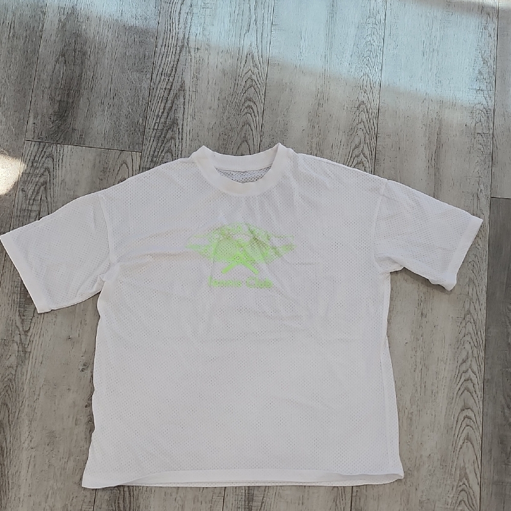 Lorna Jane White Tee Tennis Club Neon Green Logo